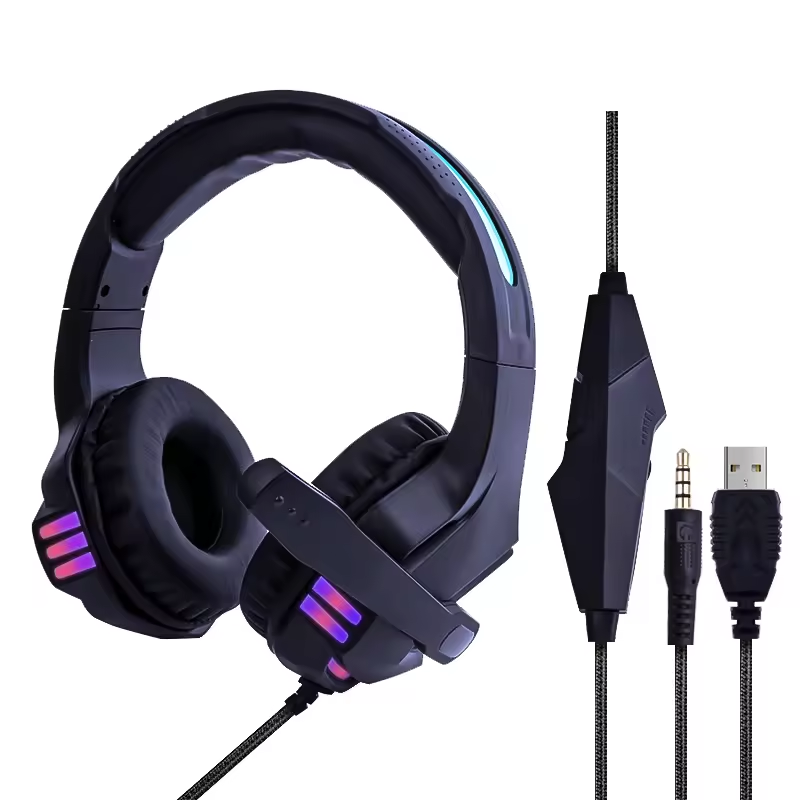 Gaming headphone with 3.5mm plug and USB cable 